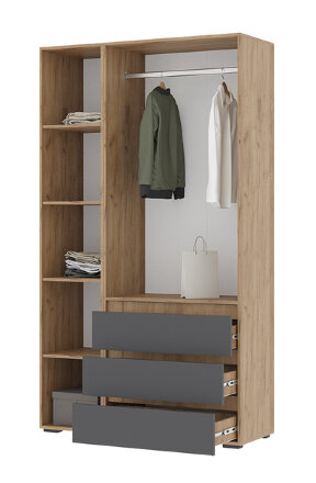 Шкаф 3-х створчатый ШК-06 с ящиками Хелен, Графит 