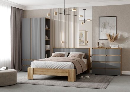 Шкаф 3-х створчатый ШК-06 с ящиками Хелен, Графит 