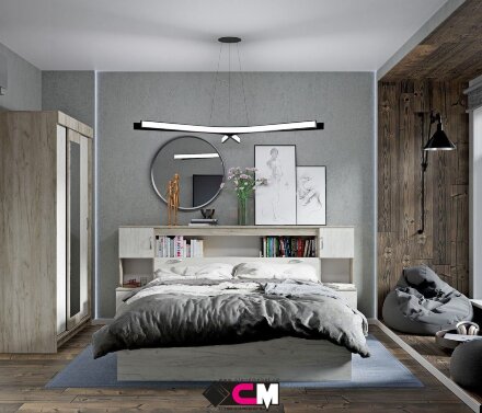 Модульная спальня Басса 2, крафт серый 