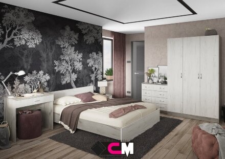 Модульная спальня Басса 2, крафт серый 